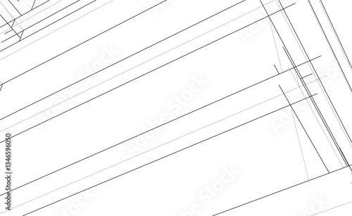 Modern Architectural Linear Wireframe 3d Sketch