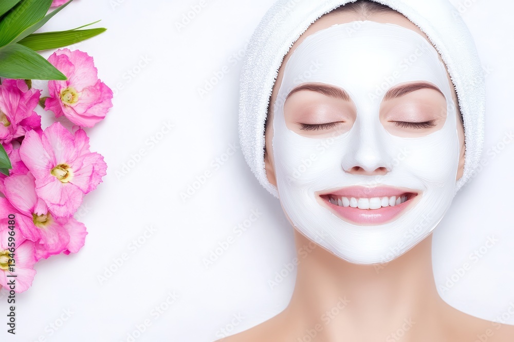 Woman Relaxing with Hydrating Facial Mask in Spa Beauty Treatment