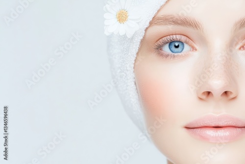 Obraz na płótnie Woman Relaxing with Hydrating Facial Mask in Spa Beauty Treatment w salonie