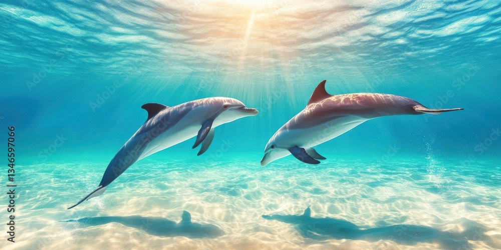 Fototapeta premium Graceful Dolphins in Motion Banner