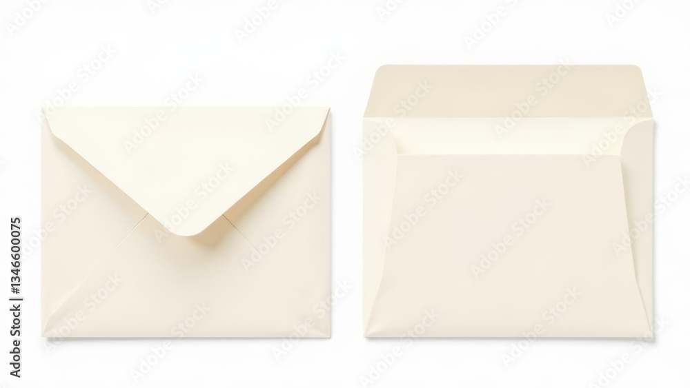 Mockup 2 white open envelope on white background Mockup 2 white open envelope on white background
