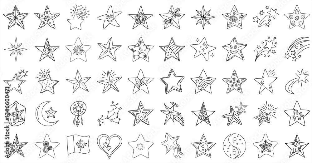 collection of hand drawn star designs featuring various patterns and styles collection of hand drawn star designs featuring various patterns and styles