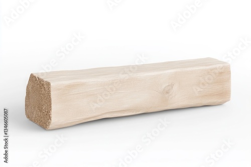 Light beige wooden log bench
