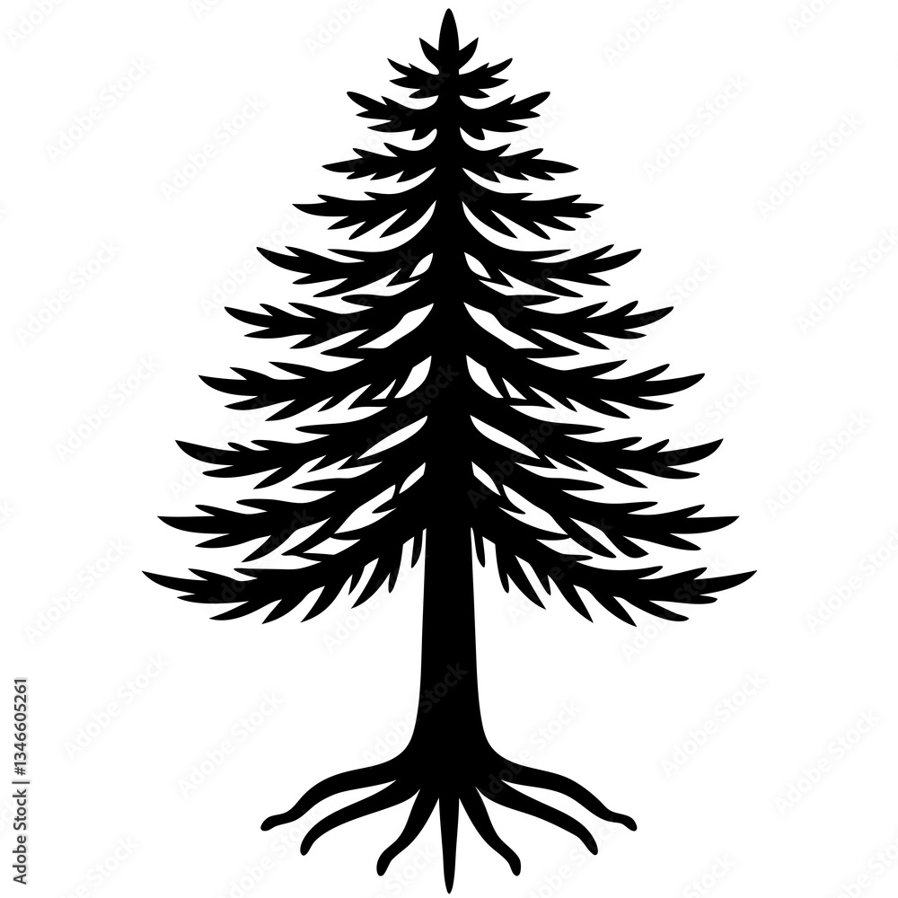 Jack Pine Tree Top to Root Icon Vector Jack Pine Tree Top to Root Icon Vector