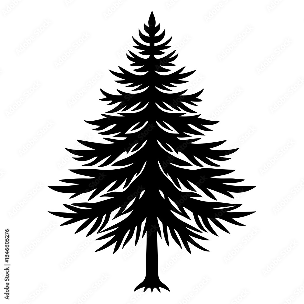 Jack Pine Tree Top to Root Icon Vector Jack Pine Tree Top to Root Icon Vector