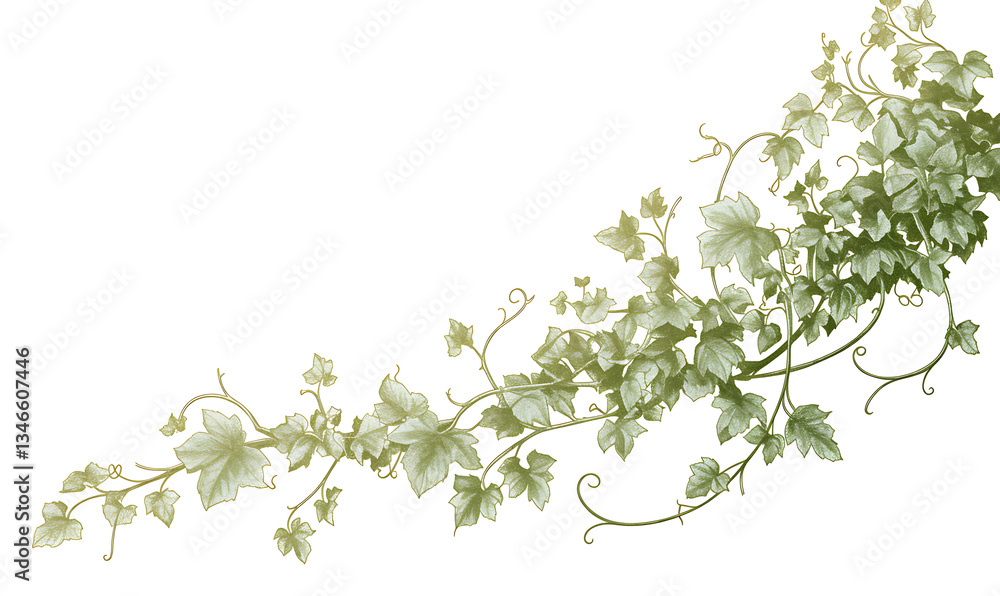 .Illustration of trees, leaves, grass and various botanical elements on a white background. .Illustration of trees, leaves, grass and various botanical elements on a white background.