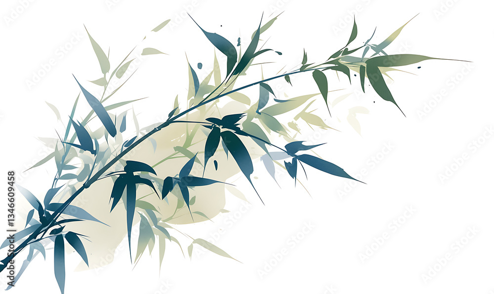 Obraz premium .Illustration of trees, leaves, grass and various botanical elements on a white background.