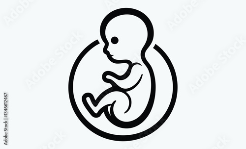 Fetus silhouette, unborn baby in womb vector icon
