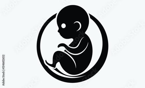 Fetus silhouette, unborn baby in womb vector icon