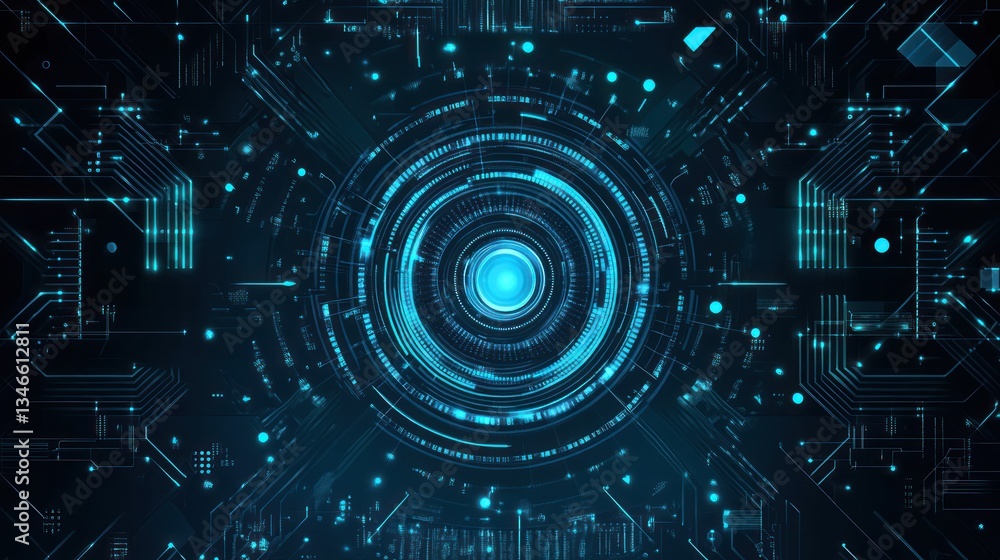 Abstract circuit board, technology, glowing center, futuristic design, background image, digital illustration, graphic art Abstract circuit board, technology, glowing center, futuristic design, background image, digital illustration, graphic art