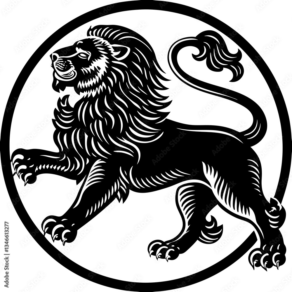 Obraz premium Jumping Lion Silhouette