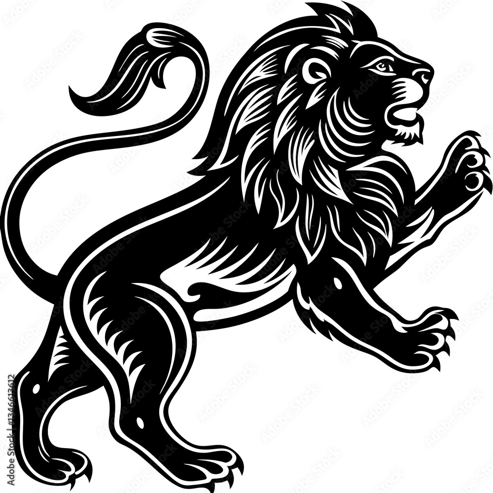 Naklejka premium Jumping Lion Silhouette