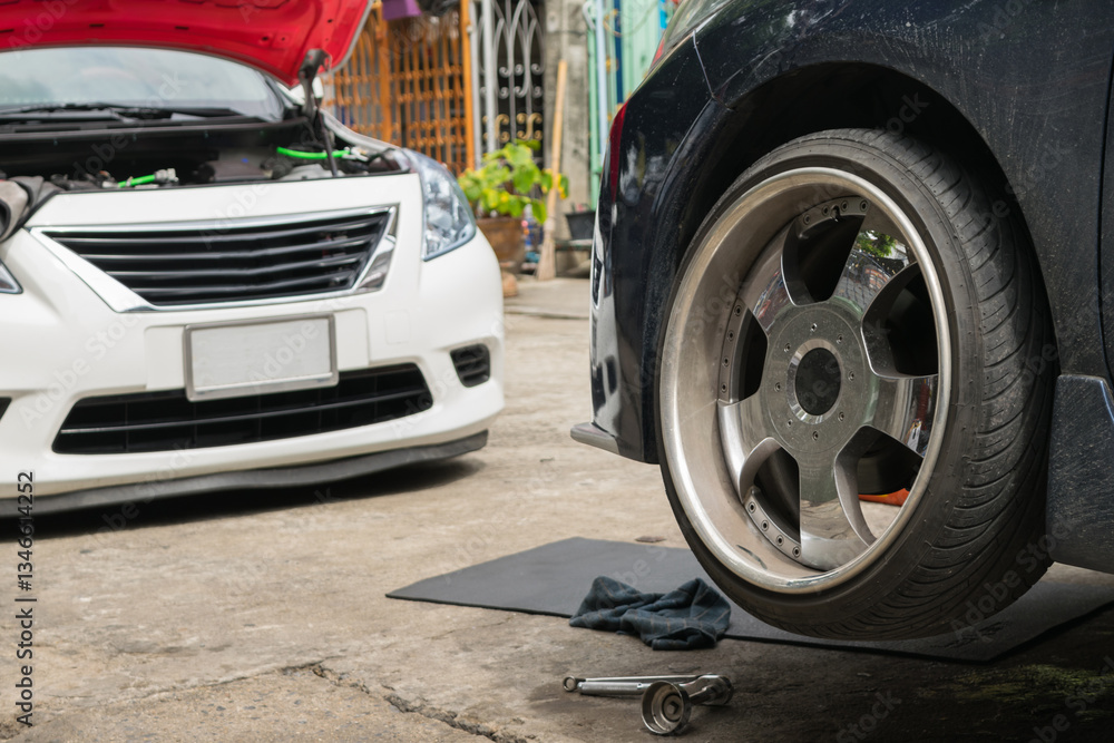 Checking car suspension Checking car suspension