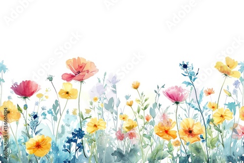 Wallpaper Mural Summer flowers border nature outdoors painting. Torontodigital.ca