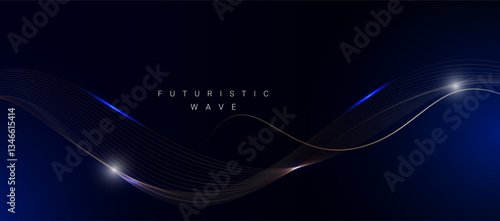 abstract stylish blue wave design dark background vector