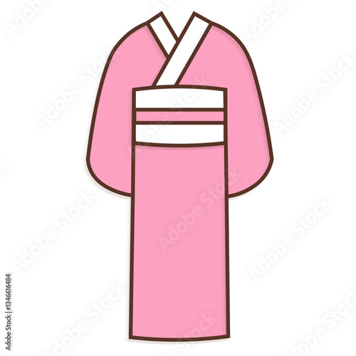 Pink yukata kimono Illustration