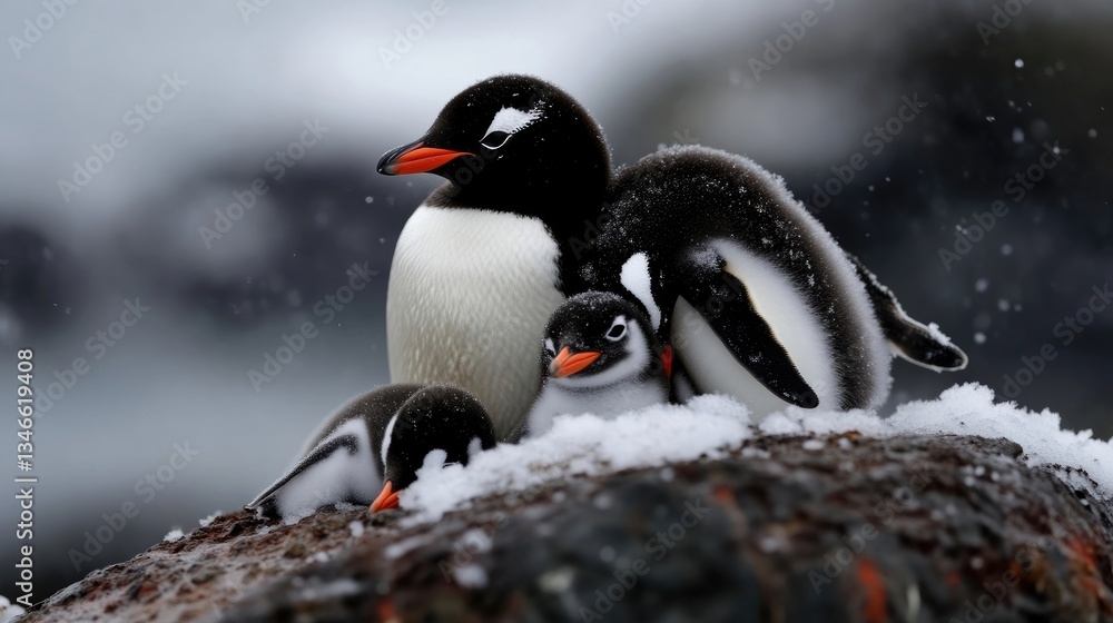 Fototapeta premium Antarctic Penguins in Snow