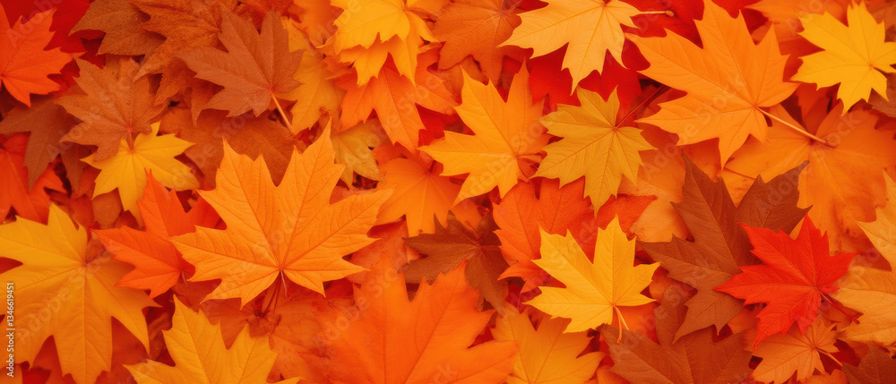 Vibrant autumn leaves in shades of orange and yellow create warm, cozy atmosphere. Perfect for fall themed decor or nature inspired projects Vibrant autumn leaves in shades of orange and yellow create warm, cozy atmosphere. Perfect for fall themed decor or nature inspired projects