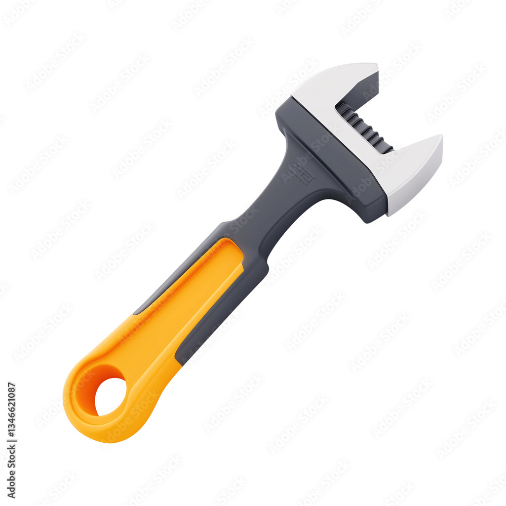 Adjustable wrench with orange and gray grip PNG on Transparent Background Adjustable wrench with orange and gray grip PNG on Transparent Background