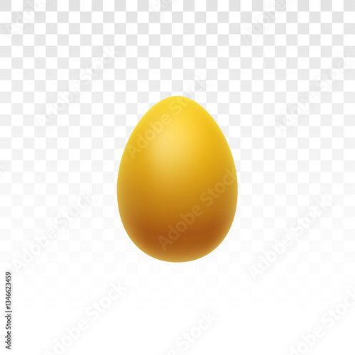 Golden egg. Easter egg. Symbol of the Easter holiday. Egg icon. Holiday sign. Food. Realistic chicken egg. Logo template. Breakfast. Protein. Chicken farm. Healthy food. 3D art. Silhouette. Treasure  
