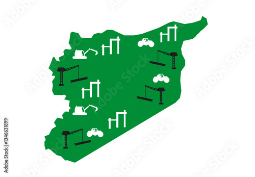 Syria Map rebuilding of country concept. Editable Clip Art.