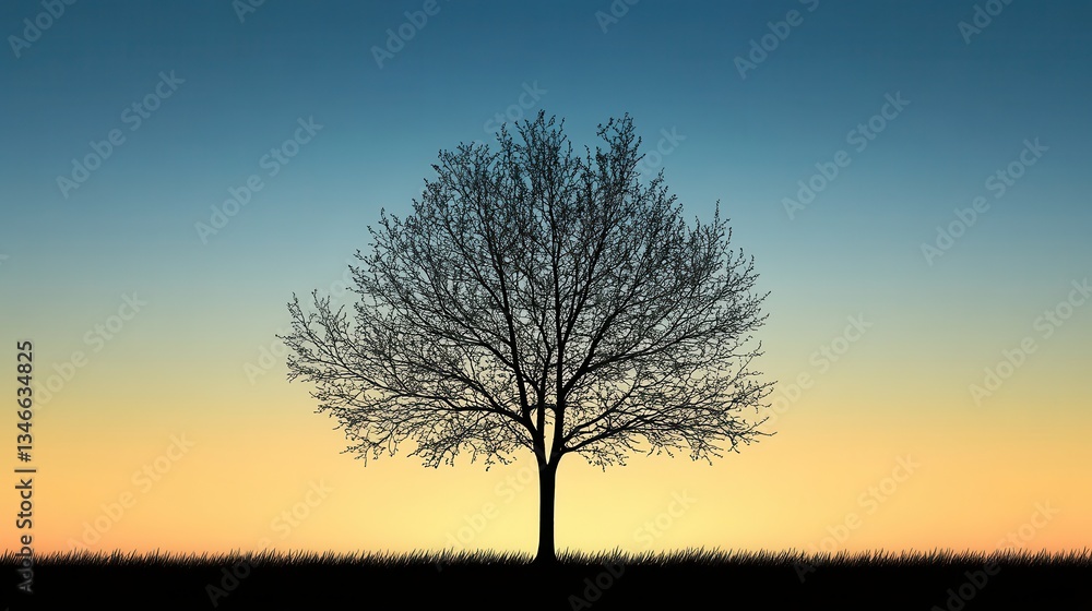 Lone Tree Silhouette at Sunset with Serene Landscape. (58) Lone Tree Silhouette at Sunset with Serene Landscape. (58)