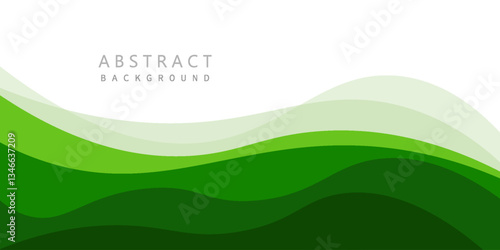 Abstract White and Green wave wide background banner