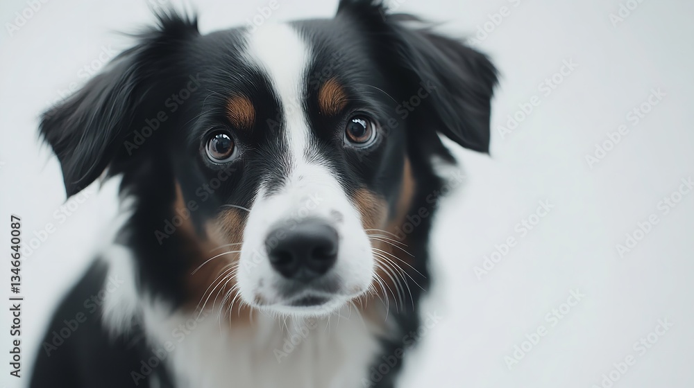 Mixed breed dog looking at camera against white background Mixed breed dog looking at camera against white background