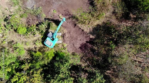 The top view of the deforestation.	