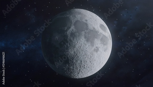 Lune brillante sur fond d'espace étoilé