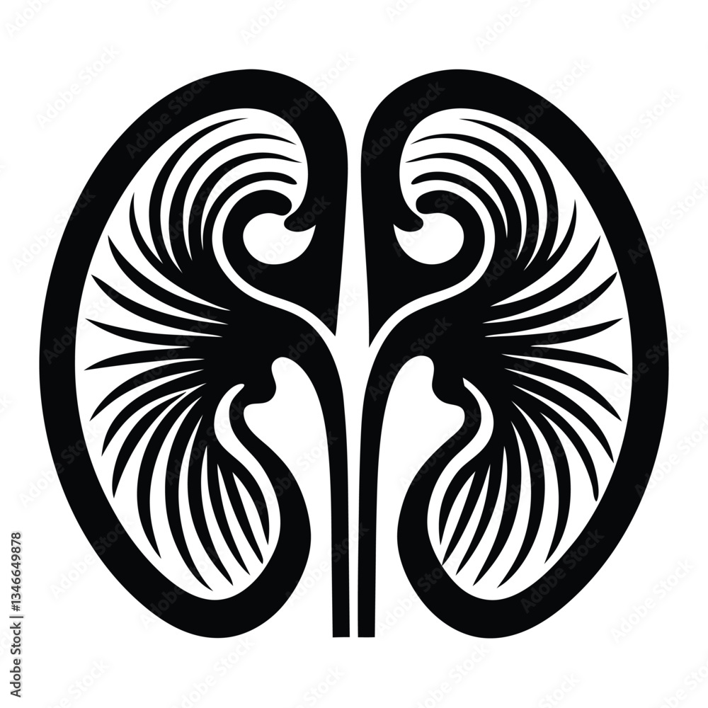 Obraz premium Kidney Icon kidneys icon. solid icon A pair of human kidney organs with ureters flat vector icon for apps and websites