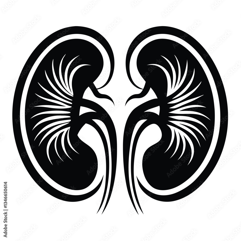 Naklejka premium Kidney Icon kidneys icon. solid icon A pair of human kidney organs with ureters flat vector icon for apps and websites