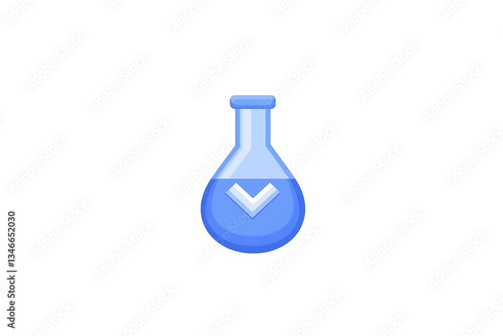 A blue laboratory flask with a checkmark, representing a successful scientific experiment. A blue laboratory flask with a checkmark, representing a successful scientific experiment.