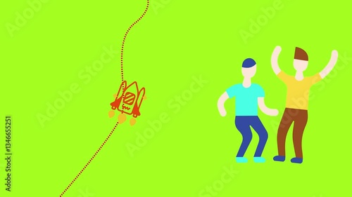 Rocket Launch Animation in Outer Space with Moving Planets and Fire Effects