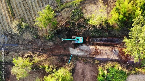 The top view of the deforestation.	