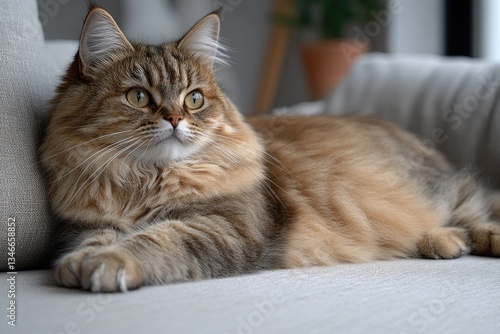 Wallpaper Mural A beautiful domestic cat is resting peacefully on a sofa Torontodigital.ca