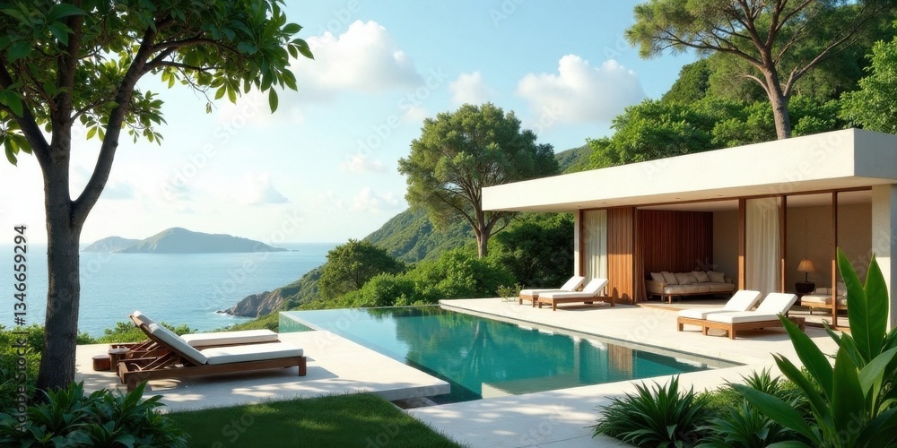 Serene Coastal Villa with Infinity Pool and Lush Landscaping Offering Unparalleled Ocean Views Serene Coastal Villa with Infinity Pool and Lush Landscaping Offering Unparalleled Ocean Views