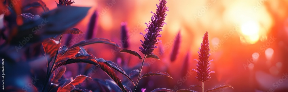Vivid flowers basking in a golden sunset glow. Vivid flowers basking in a golden sunset glow.
