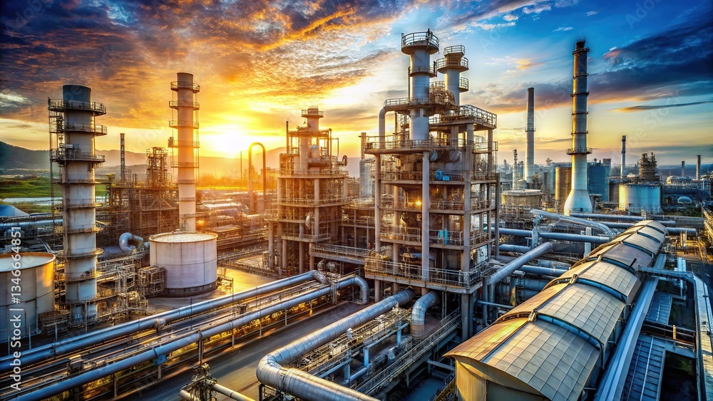 Oil Refinery Industrial Plant View, Industry Zone, Modern Facility Oil Refinery Industrial Plant View, Industry Zone, Modern Facility