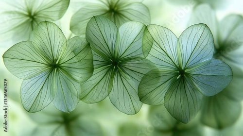 Translucent Hydrangea Petals, Close-up, Soft Light, Floral Background, Design