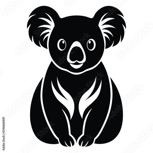 Adobe Illustrator ArtworkKawaii koala silhouettes set, large pack of vector silhouette design, isolated white background