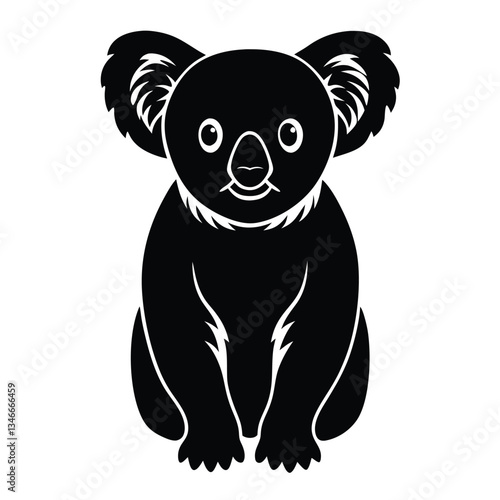 Adobe Illustrator ArtworkKawaii koala silhouettes set, large pack of vector silhouette design, isolated white background