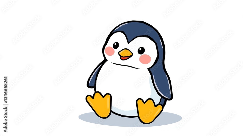 Fototapeta premium Adorable Penguin Sketch, Perfect for a Child's Room