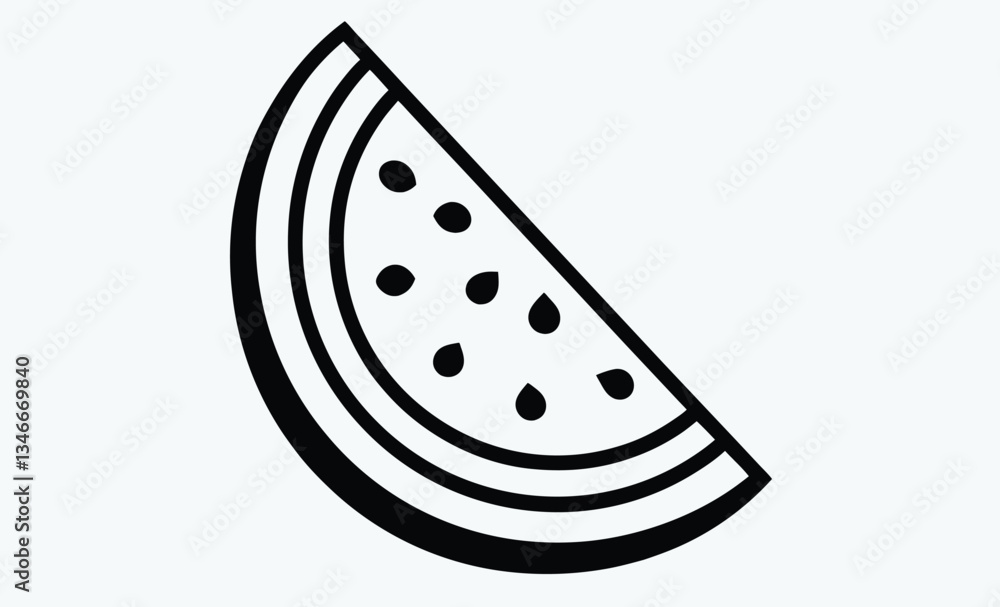 Watermelon silhouette, watermelon slice icon, fruit vector illustration Watermelon silhouette, watermelon slice icon, fruit vector illustration