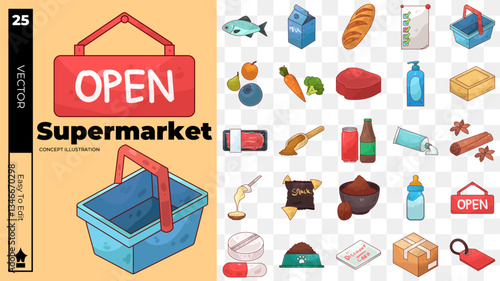 supermarket concept illustrations. Set of supermarket vector illustrations