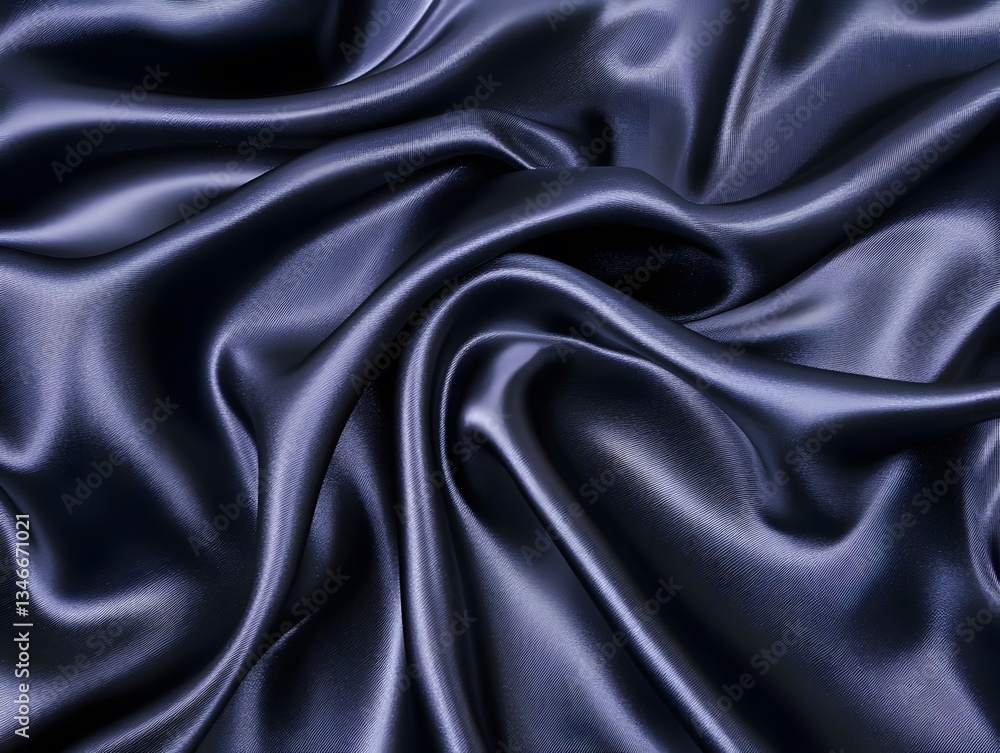 Fototapeta premium Dark Blue Satin Fabric Drape Texture Background