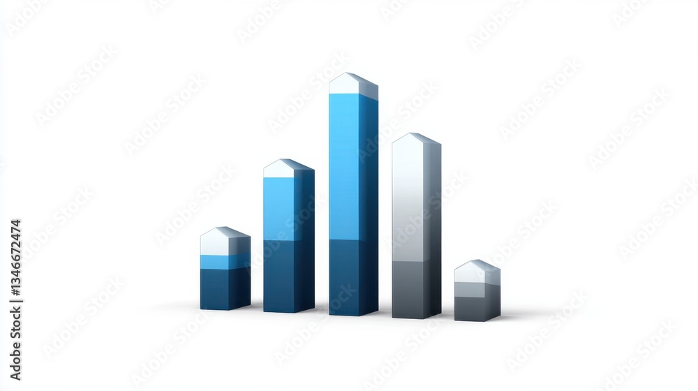A sleek, modern bar graph in shades of blue and gray, representing data trends with varying heights. A sleek, modern bar graph in shades of blue and gray, representing data trends with varying heights.