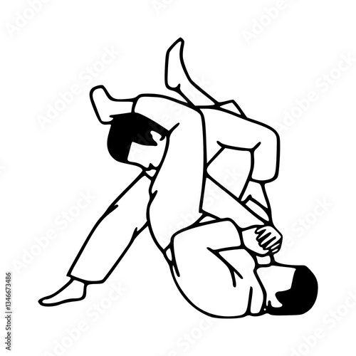 judo armbar submission technique vector