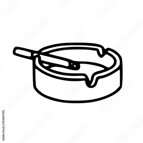 ashtray with cigarette butt vector illustration