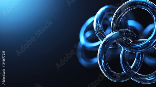 Olympic rings glowing in blue light digital art abstract environment close-up view sports concept